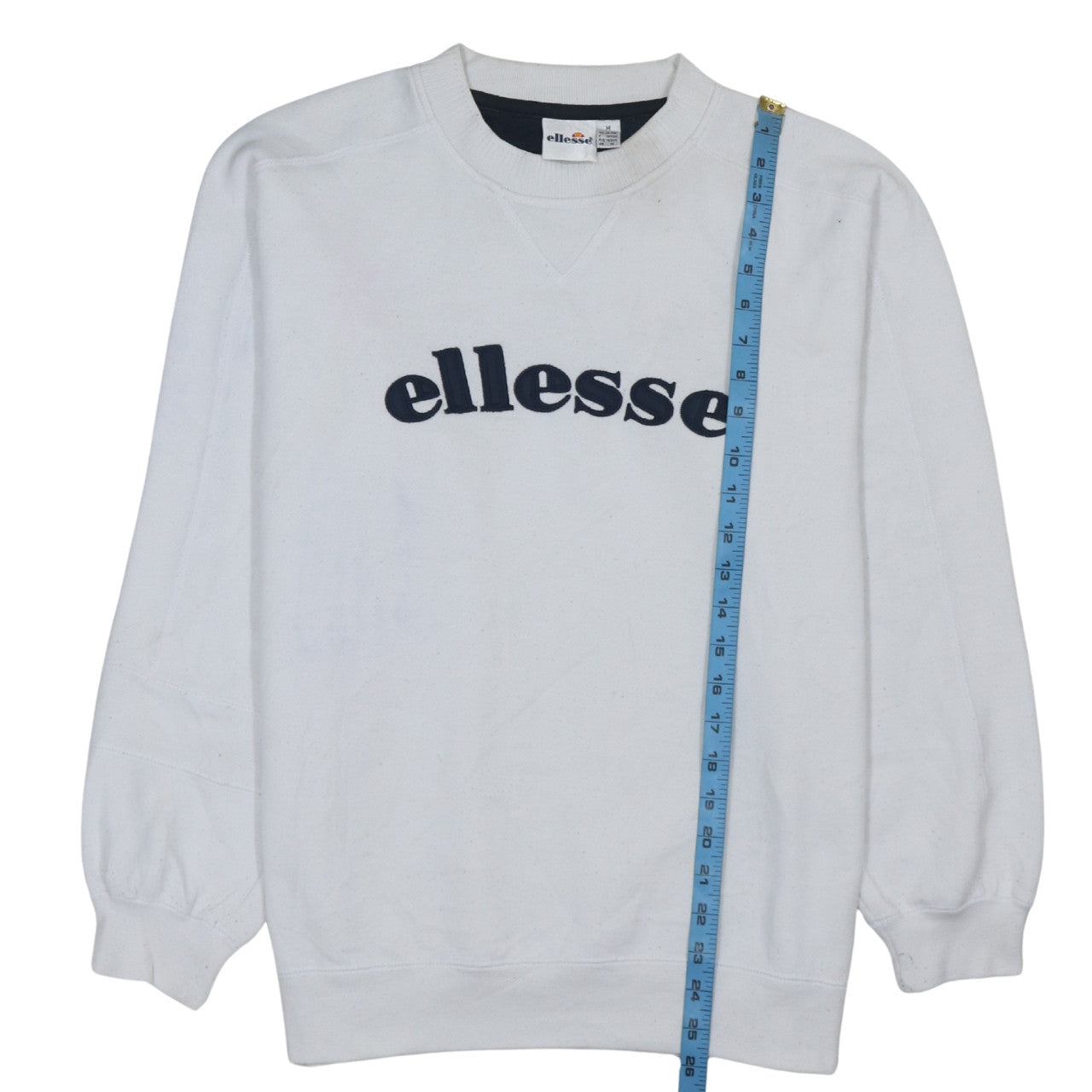 Ellesse Men's White Embroidered Logo Pullover Sweatshirt M