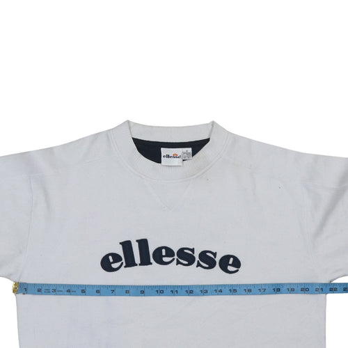 Ellesse Men's White Embroidered Logo Pullover Sweatshirt M