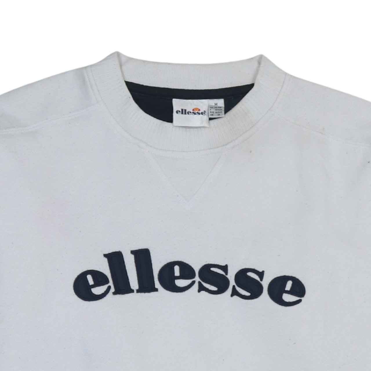 Ellesse Men's White Embroidered Logo Pullover Sweatshirt M