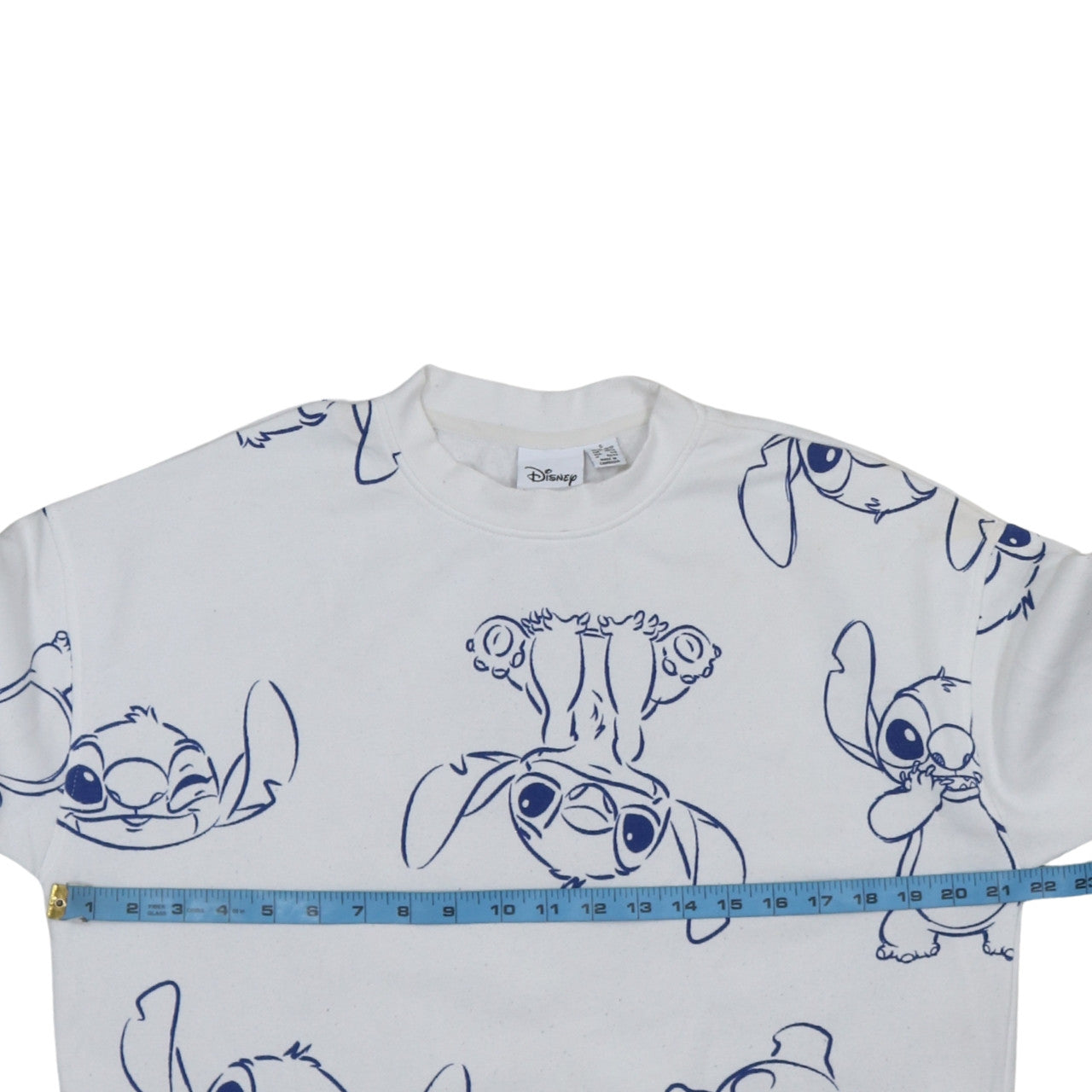 Disney Women White Stitch Sweatshirt Size 10/12 Pullover Crew Neck