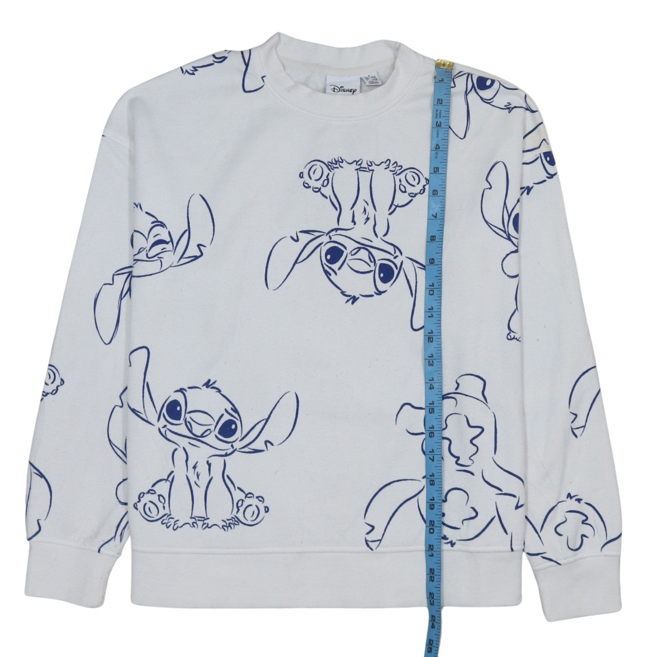 Disney Women White Stitch Sweatshirt Size 10/12 Pullover Crew Neck