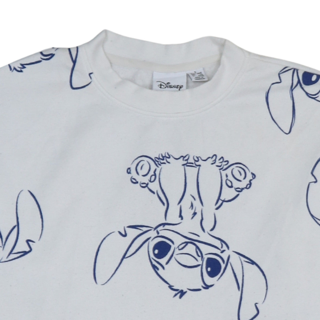 Disney Women White Stitch Sweatshirt Size 10/12 Pullover Crew Neck