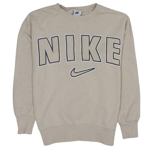 Nike Men's Beige XS Pullover Crew Neck Logo Sweatshirt