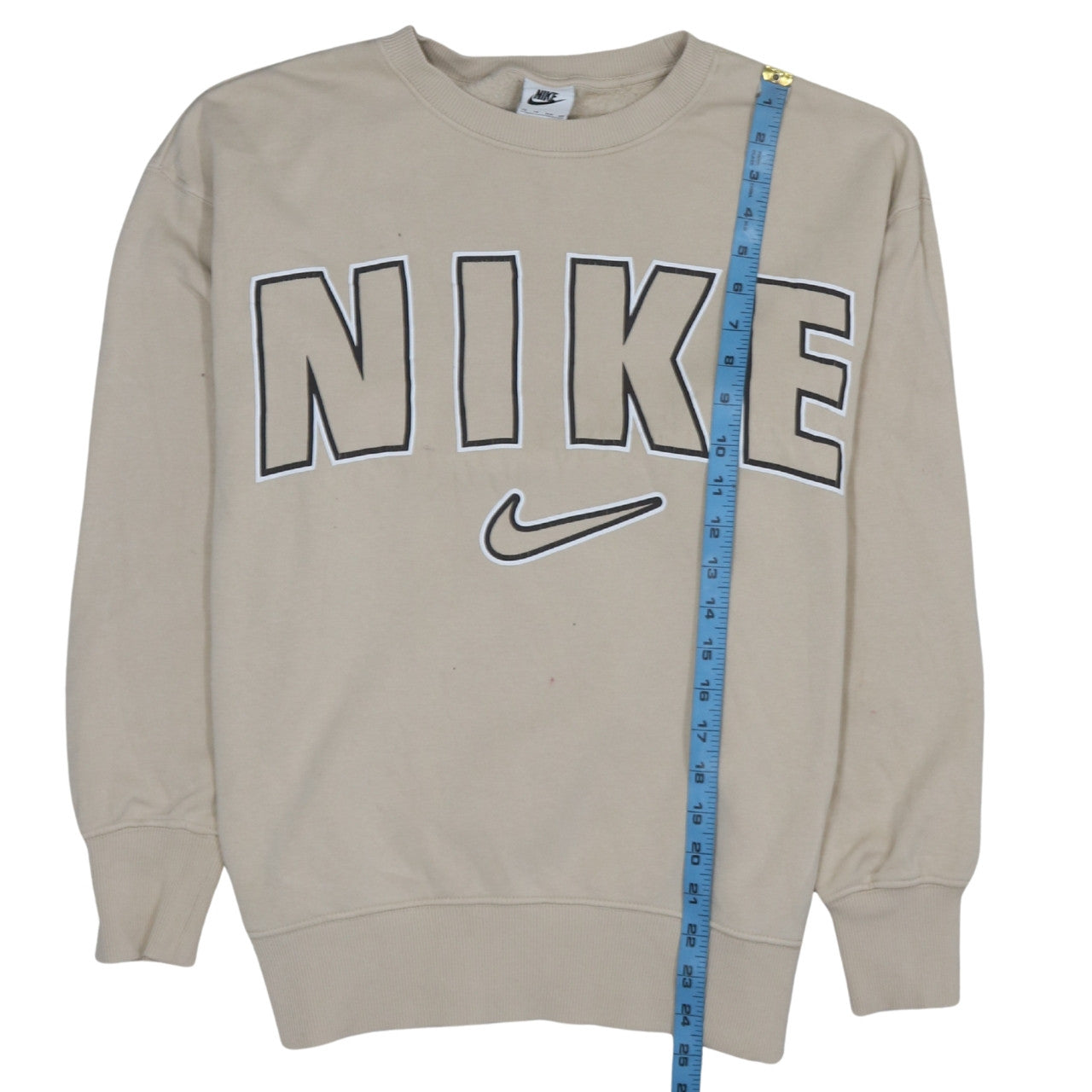 Nike Men's Beige XS Pullover Crew Neck Logo Sweatshirt