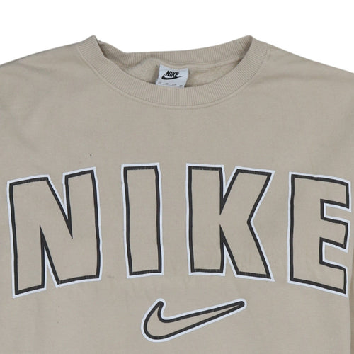 Nike Men's Beige XS Pullover Crew Neck Logo Sweatshirt