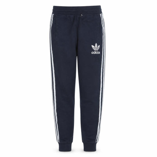Front view of Adidas men’s blue jogger sweatpants, size S, elastic waist classic fit