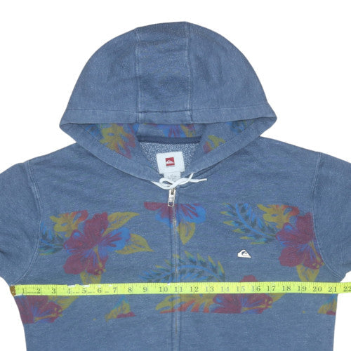 Quiksilver Mens Blue Full Zip Hoodie S Tropical Floral Graphic