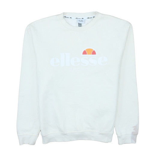 Ellesse Women White Crew Neck Pullover Sweatshirt UK 12