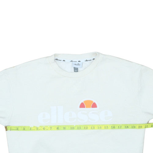 Ellesse Women White Crew Neck Pullover Sweatshirt UK 12