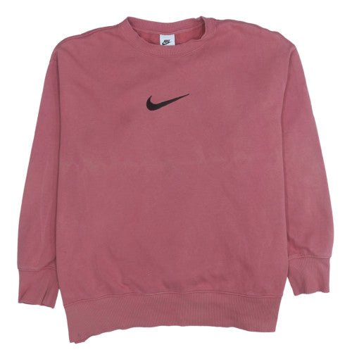 Nike Womens Pink Crew Neck Logo Pullover Sweatshirt Size M