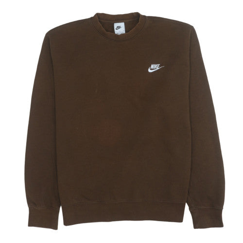 Nike Women’s Brown Pullover Sweatshirt M Logo Crew Neck Cotton Blend