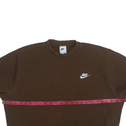 Nike Women’s Brown Pullover Sweatshirt M Logo Crew Neck Cotton Blend