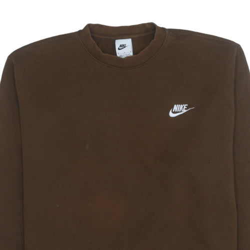 Nike Women’s Brown Pullover Sweatshirt M Logo Crew Neck Cotton Blend