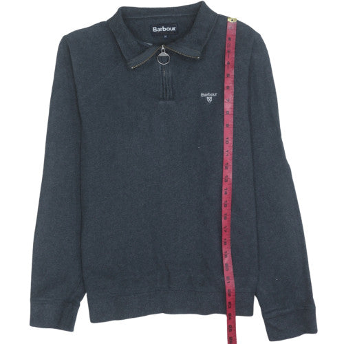Barbour Men's Blue Collared 1/4 Zip Fleece Sweatshirt Size M