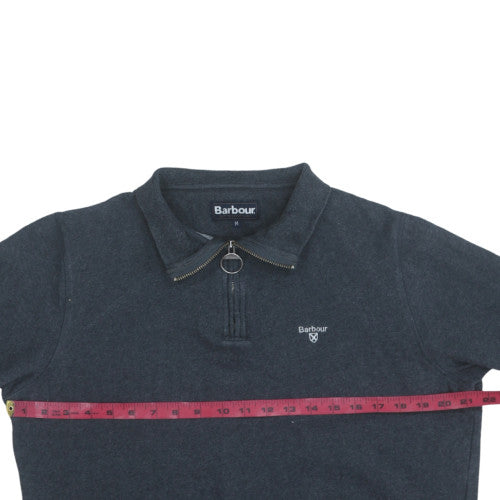 Barbour Men's Blue Collared 1/4 Zip Fleece Sweatshirt Size M