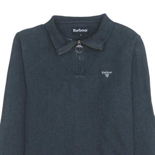 Barbour Men's Blue Collared 1/4 Zip Fleece Sweatshirt Size M