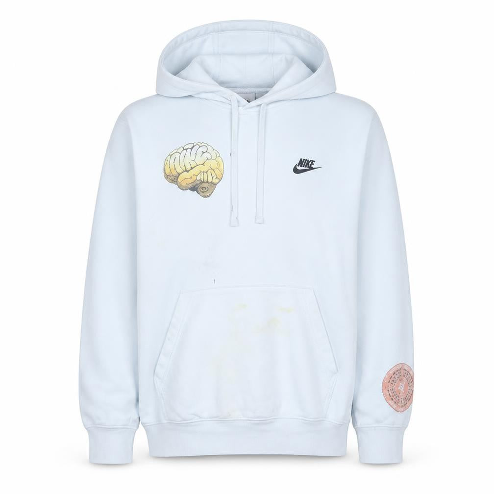 Front view of Nike Men's White Pullover Hoodie L Graphic Logo Sportswear