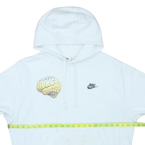 Nike Men's White Pullover Hoodie L Graphic Logo Sportswear