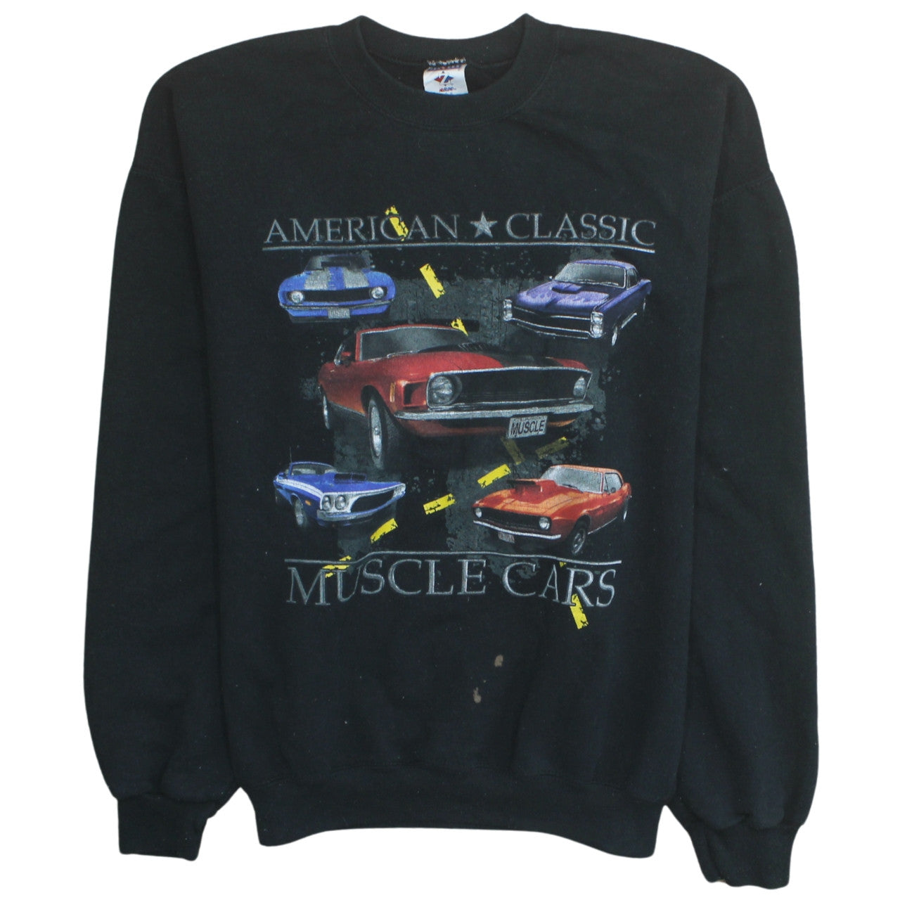 Jerzees Men's Black American Classic Muscle Cars Graphic Sweatshirt L