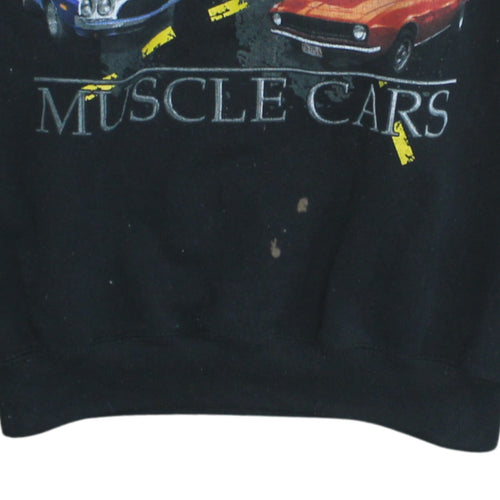 Jerzees Men's Black American Classic Muscle Cars Graphic Sweatshirt L