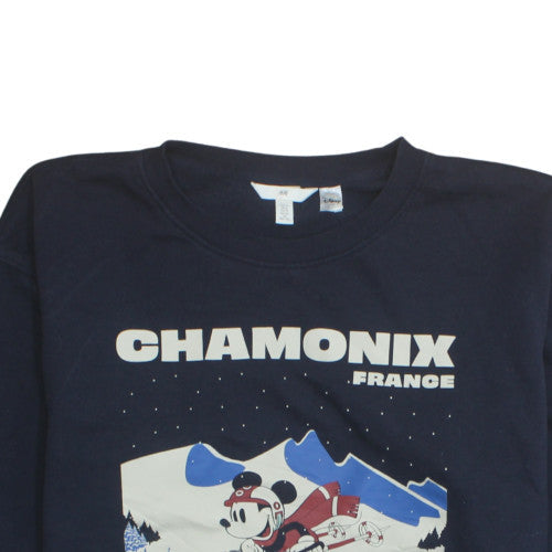 H&M Disney Women's Navy Blue Chamonix Ski Graphic Sweatshirt XL