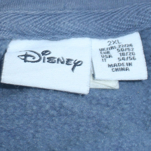 Disney Primark Womens Blue Stitch Pullover Hoodie 2XL Cotton Blend