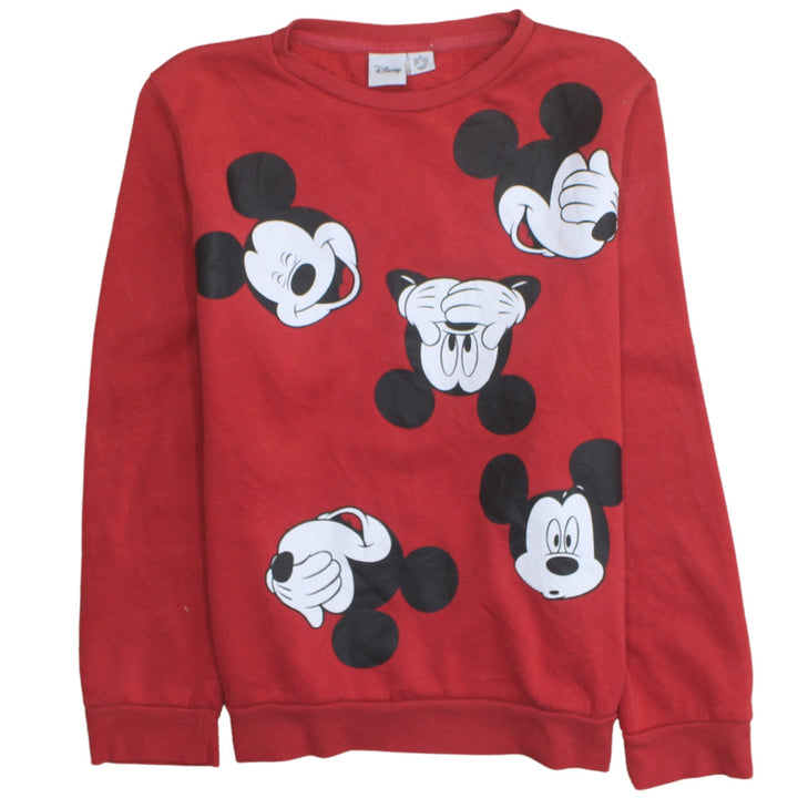 Disney Womens Red Mickey Mouse Pullover Sweatshirt Size M 10/12
