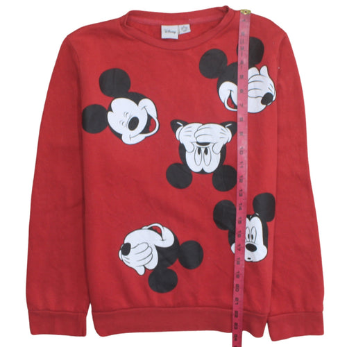 Disney Womens Red Mickey Mouse Pullover Sweatshirt Size M 10/12