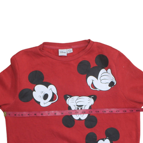 Disney Womens Red Mickey Mouse Pullover Sweatshirt Size M 10/12