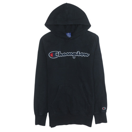 Champion Men's Black Pullover Hoodie Small Logo Fleece Sweatshirt