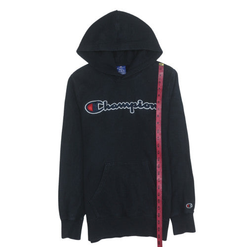 Champion Men's Black Pullover Hoodie Small Logo Fleece Sweatshirt