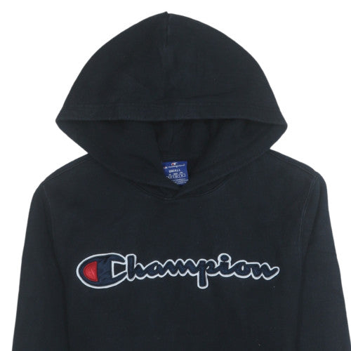 Champion Men's Black Pullover Hoodie Small Logo Fleece Sweatshirt