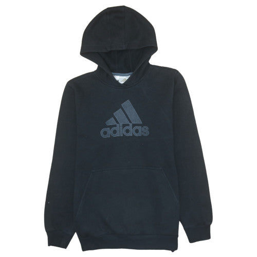 Adidas Boys Black Pullover Hoodie 11-12 Years Cotton Fleece Logo Sweatshirt