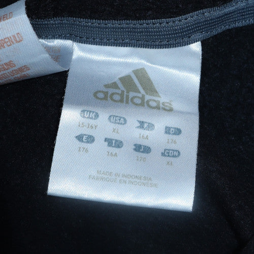 Adidas Boys Black Pullover Hoodie 11-12 Years Cotton Fleece Logo Sweatshirt