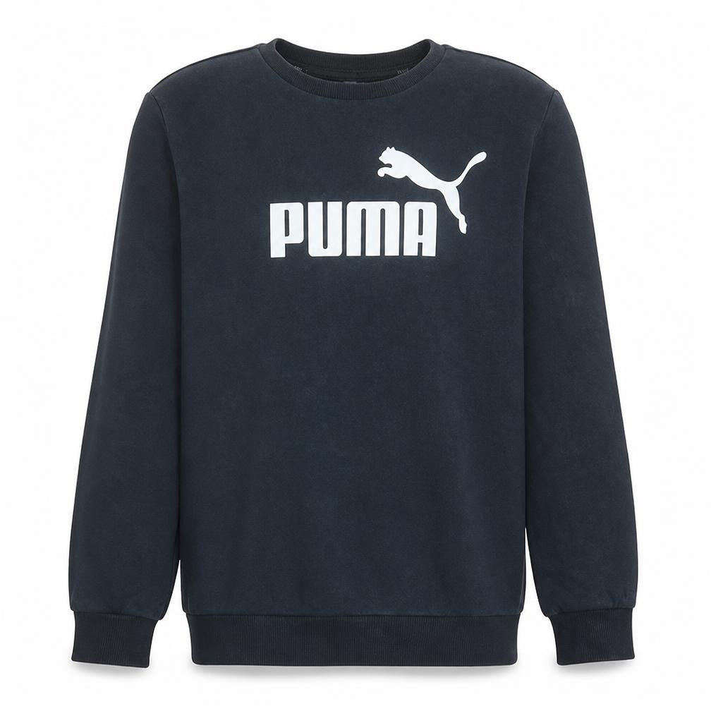 Front view of Puma Men's Black Logo Pullover Sweatshirt, size M