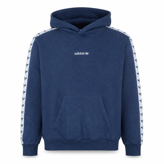 Front view of Adidas men’s blue pullover hoodie m regular fit sports fleece