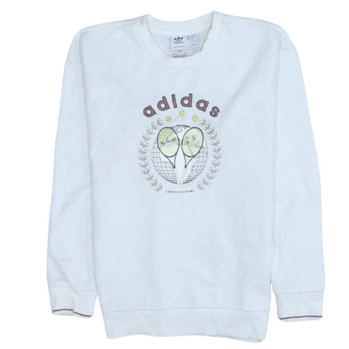 Adidas Womens White Crew Neck Tennis Academy Sweatshirt Size S