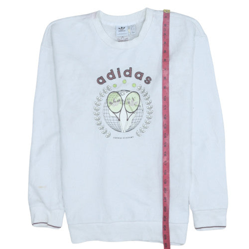 Adidas Womens White Crew Neck Tennis Academy Sweatshirt Size S