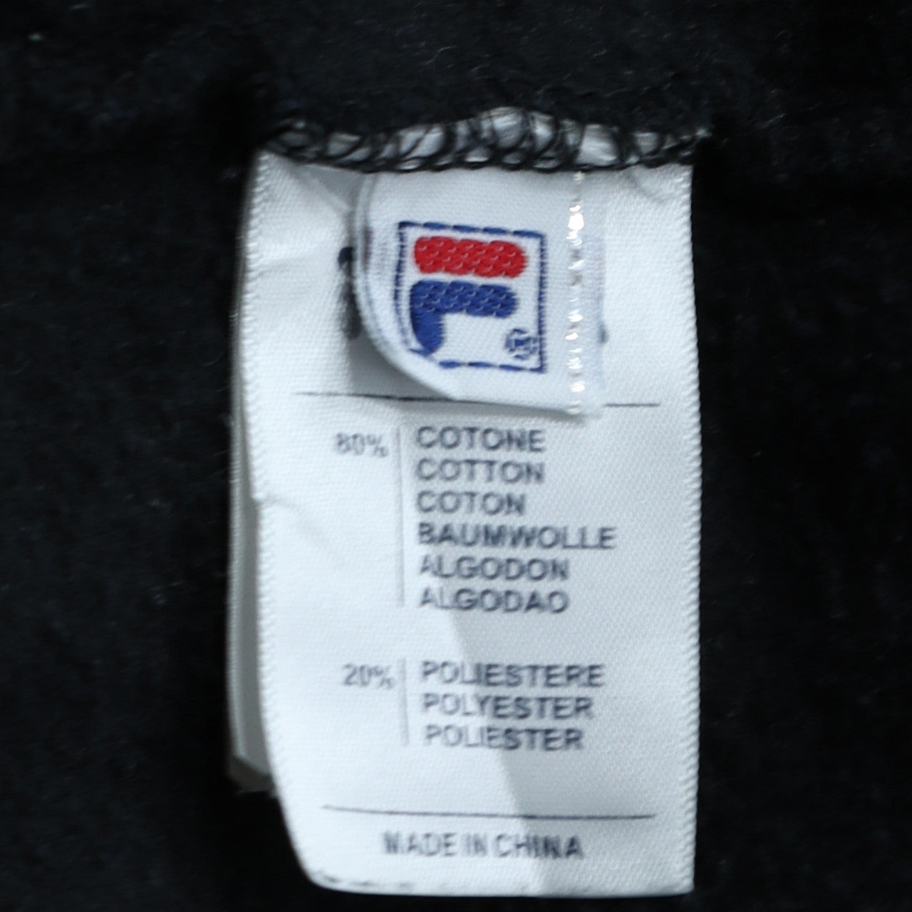FILA Womens Black Pullover Hoodie L Cotton Blend Logo Sweatshirt