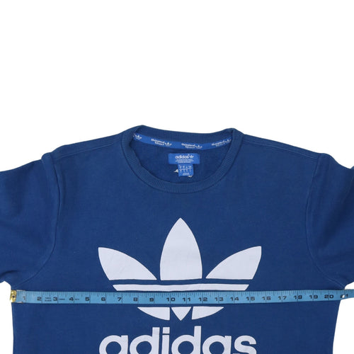 Adidas Mens Blue Crew Neck Logo Pullover Sweatshirt Size S