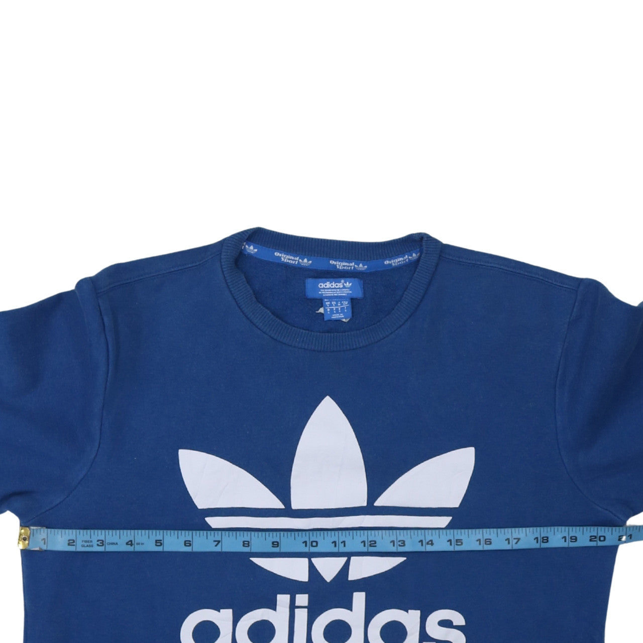 Adidas Mens Blue Crew Neck Logo Pullover Sweatshirt Size S