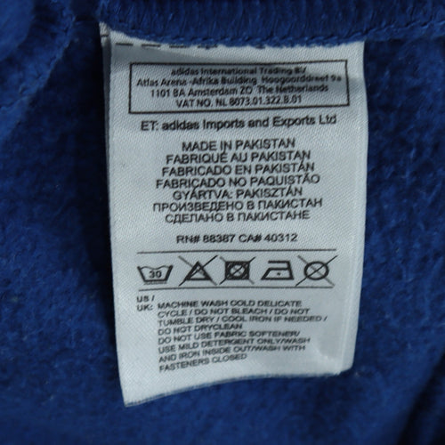 Adidas Mens Blue Crew Neck Logo Pullover Sweatshirt Size S