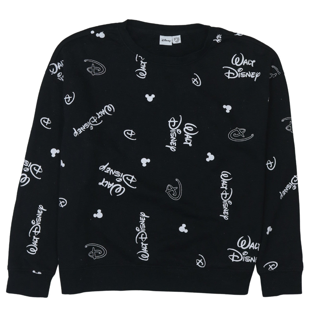 Disney x Primark Womens Black Sweatshirt L Size 14/16 Mickey Logo Print
