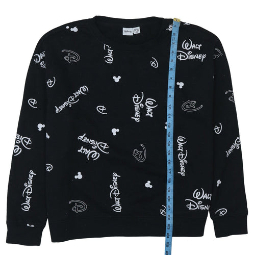 Disney x Primark Womens Black Sweatshirt L Size 14/16 Mickey Logo Print