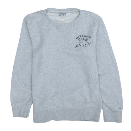 Tommy Hilfiger Women Grey Cotton Crew Neck Pullover Sweatshirt Size 14