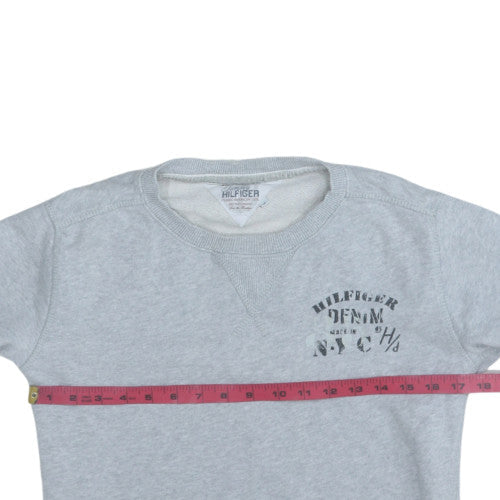 Tommy Hilfiger Women Grey Cotton Crew Neck Pullover Sweatshirt Size 14