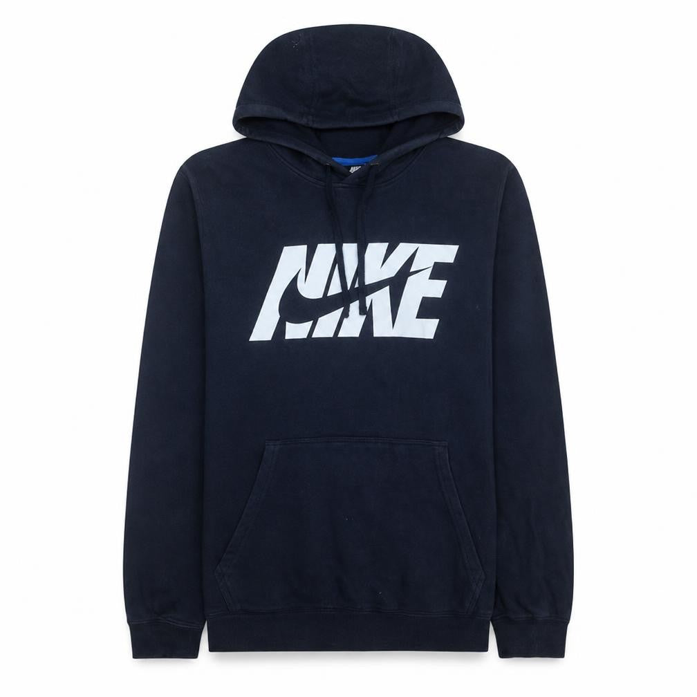 Nike Men Blue Pullover Hoodie L Logo Graphic Fleece Sportswear