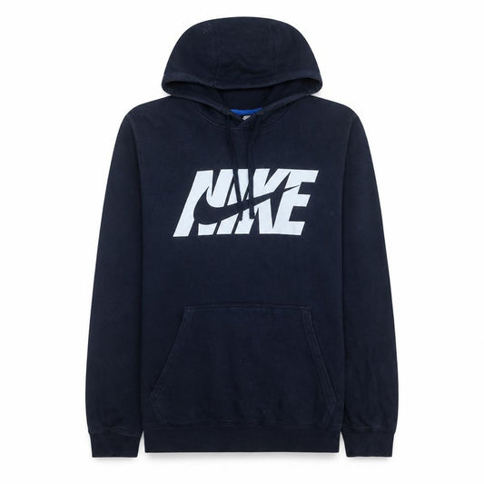 Front view of Nike Men Blue Pullover Hoodie L Logo Graphic Fleece Sportswear