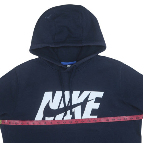 Nike Men Blue Pullover Hoodie L Logo Graphic Fleece Sportswear