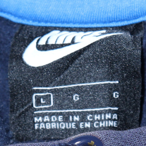 Nike Men Blue Pullover Hoodie L Logo Graphic Fleece Sportswear
